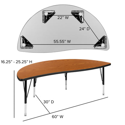 Flash Furniture XU-GRP-12CH-A60-HCIRC-OAK-T-P-GG 60" Circle Wave Activity Table Set with 12" Student Stack Chairs, Oak/Black (Oak Top/Black Frame) - View 5