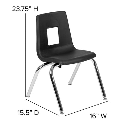 Flash Furniture XU-GRP-14CH-A3048CON-48-GY-T-P-GG 76" Oval Wave Activity Table Set with 14" Student Stack Chairs, Grey/Black (Grey Top/Black Frame) - View 8