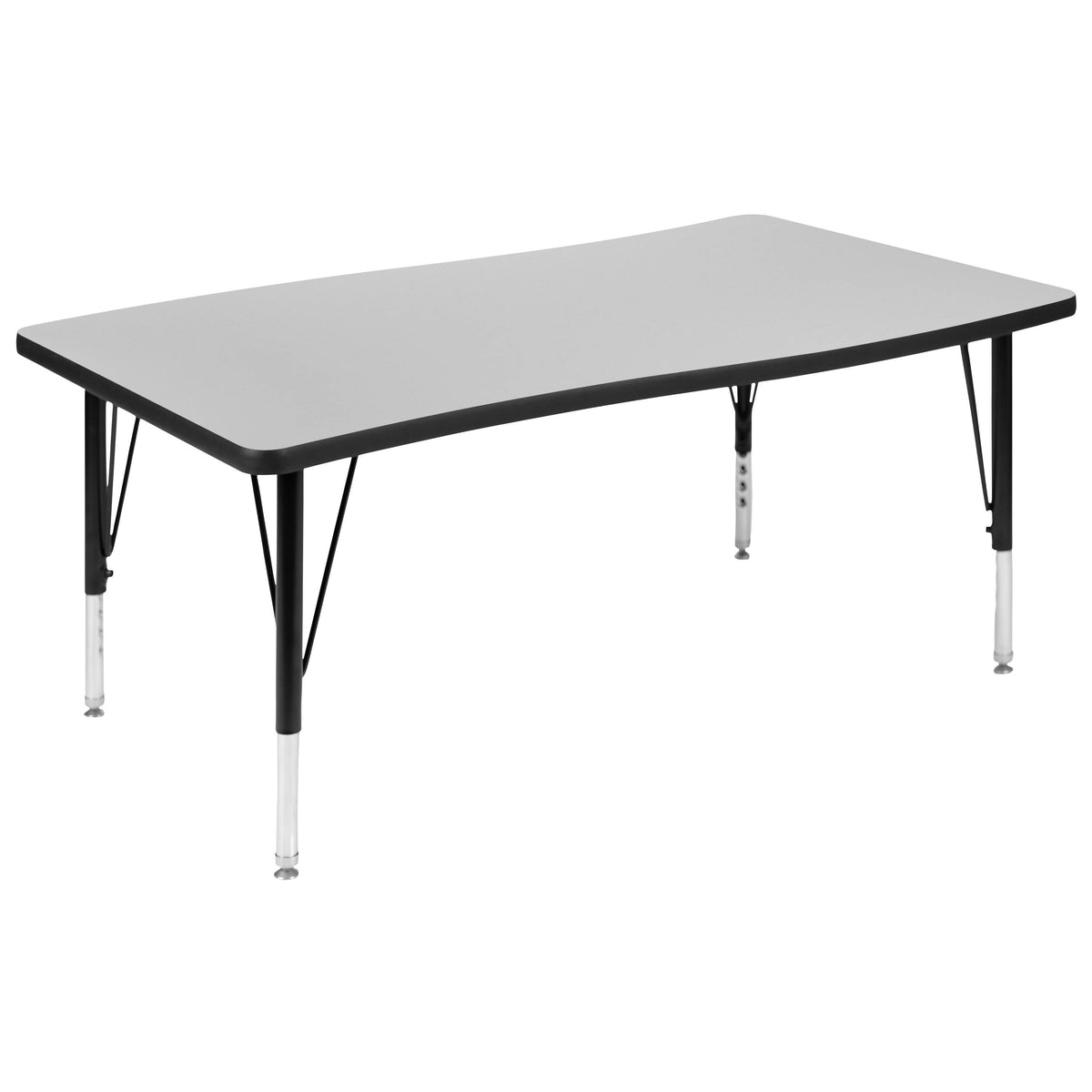 Flash Furniture XU-GRP-14CH-A3048CON-48-GY-T-P-GG 76" Oval Wave Activity Table Set with 14" Student Stack Chairs, Grey/Black (Grey Top/Black Frame) - View 11