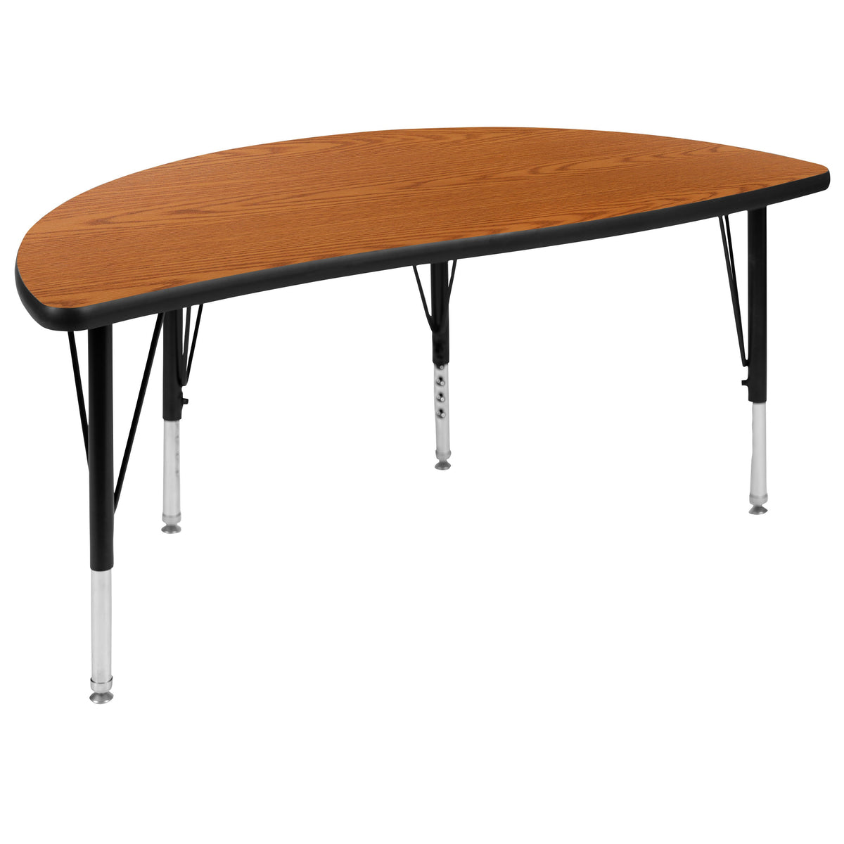 Flash Furniture XU-GRP-14CH-A3048CON-48-OAK-T-P-GG 76" Oval Wave Activity Table Set with 14" Student Stack Chairs, Oak/Black (Oak Top/Black Frame) - View 10