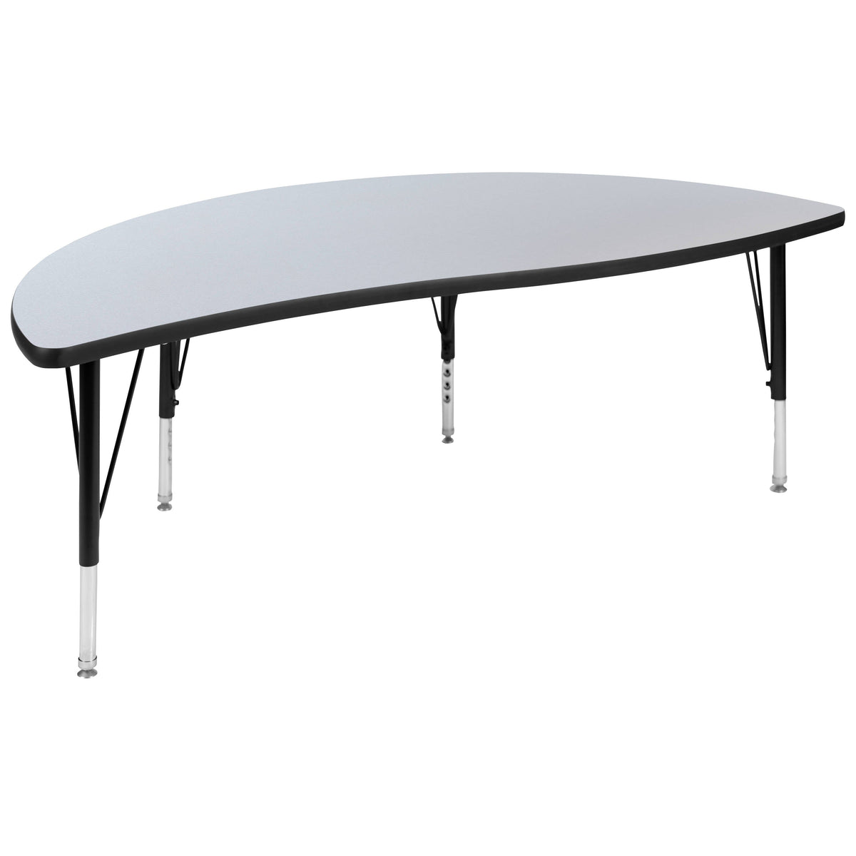 Flash Furniture XU-GRP-14CH-A3060CON-60-GY-T-P-GG 86" Oval Wave Activity Table Set with 14" Student Stack Chairs, Grey/Black (Grey Top/Black Frame) - View 10