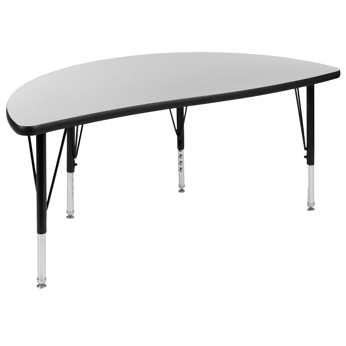 Flash Furniture XU-GRP-14CH-A48-HCIRC-GY-T-P-GG 47.5" Circle Wave Activity Table Set with 14" Student Stack Chairs, Grey/Black (Grey Top/Black Frame) - View 8