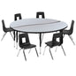 Flash Furniture XU-GRP-14CH-A60-HCIRC-GY-T-P-GG 60" Circle Wave Activity Table Set with 14" Student Stack Chairs, Grey/Black (Grey Top/Black Frame) - Main view