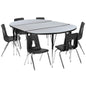 Flash Furniture XU-GRP-16CH-A3048CON-48-GY-T-A-GG 76" Oval Wave Activity Table Set with 16" Student Stack Chairs, Grey/Black (Grey Top/Black Frame) - Main view