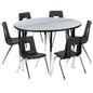 Flash Furniture XU-GRP-16CH-A48-HCIRC-GY-T-A-GG 47.5" Circle Wave Activity Table Set with 16" Student Stack Chairs, Grey/Black (Grey Top/Black Frame) - Main view