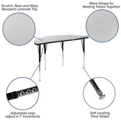 Flash Furniture XU-GRP-16CH-A48-HCIRC-GY-T-A-GG 47.5" Circle Wave Activity Table Set with 16" Student Stack Chairs, Grey/Black (Grey Top/Black Frame) - View 3