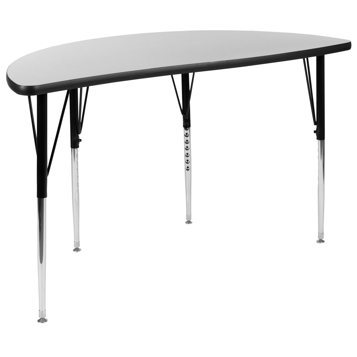 Flash Furniture XU-GRP-16CH-A48-HCIRC-GY-T-A-GG 47.5" Circle Wave Activity Table Set with 16" Student Stack Chairs, Grey/Black (Grey Top/Black Frame) - View 8