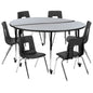 Flash Furniture XU-GRP-16CH-A60-HCIRC-GY-T-A-CAS-GG Mobile 60" Circle Wave Activity Table Set-16" Student Stack Chairs, Grey/Black (Grey Top/Black Frame) - Main view