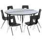 Flash Furniture XU-GRP-16CH-A60-HCIRC-GY-T-A-GG 60" Circle Wave Activity Table Set with 16" Student Stack Chairs, Grey/Black (Grey Top/Black Frame) - Main view