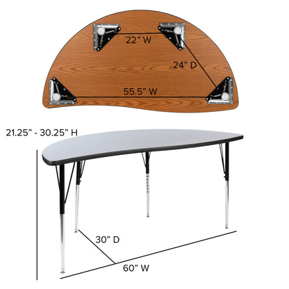 Flash Furniture XU-GRP-18CH-A3060CON-60-GY-T-A-GG 86" Oval Wave Activity Table Set with 18" Student Stack Chairs, Grey/Black (Grey Top/Black Frame) - View 6