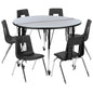 Flash Furniture XU-GRP-18CH-A48-HCIRC-GY-T-A-CAS-GG Mobile 47.5" Circle Wave Activity Table Set-18" Student Stack Chairs, Grey/Black (Grey Top/Black Frame) - Main view