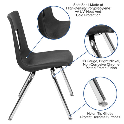 Flash Furniture XU-GRP-18CH-A48-HCIRC-GY-T-A-CAS-GG Mobile 47.5" Circle Wave Activity Table Set-18" Student Stack Chairs, Grey/Black (Grey Top/Black Frame) - View 4