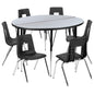 Flash Furniture XU-GRP-18CH-A48-HCIRC-GY-T-A-GG 47.5" Circle Wave Activity Table Set with 18" Student Stack Chairs, Grey/Black (Grey Top/Black Frame) - Main view