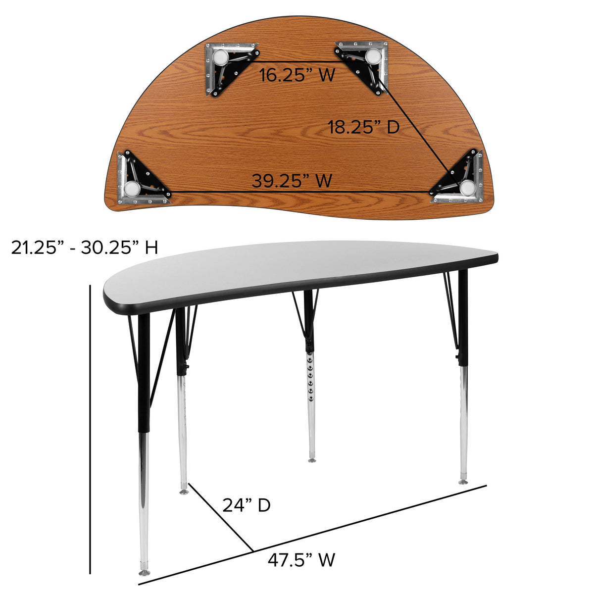 Flash Furniture XU-GRP-18CH-A48-HCIRC-GY-T-A-GG 47.5" Circle Wave Activity Table Set with 18" Student Stack Chairs, Grey/Black (Grey Top/Black Frame) - View 5