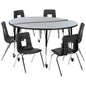 Flash Furniture XU-GRP-18CH-A60-HCIRC-GY-T-A-CAS-GG Mobile 60" Circle Wave Activity Table Set-18" Student Stack Chairs, Grey/Black (Grey Top/Black Frame) - Main view