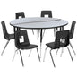Flash Furniture XU-GRP-18CH-A60-HCIRC-GY-T-A-GG 60" Circle Wave Activity Table Set with 18" Student Stack Chairs, Grey/Black (Grey Top/Black Frame) - Main view