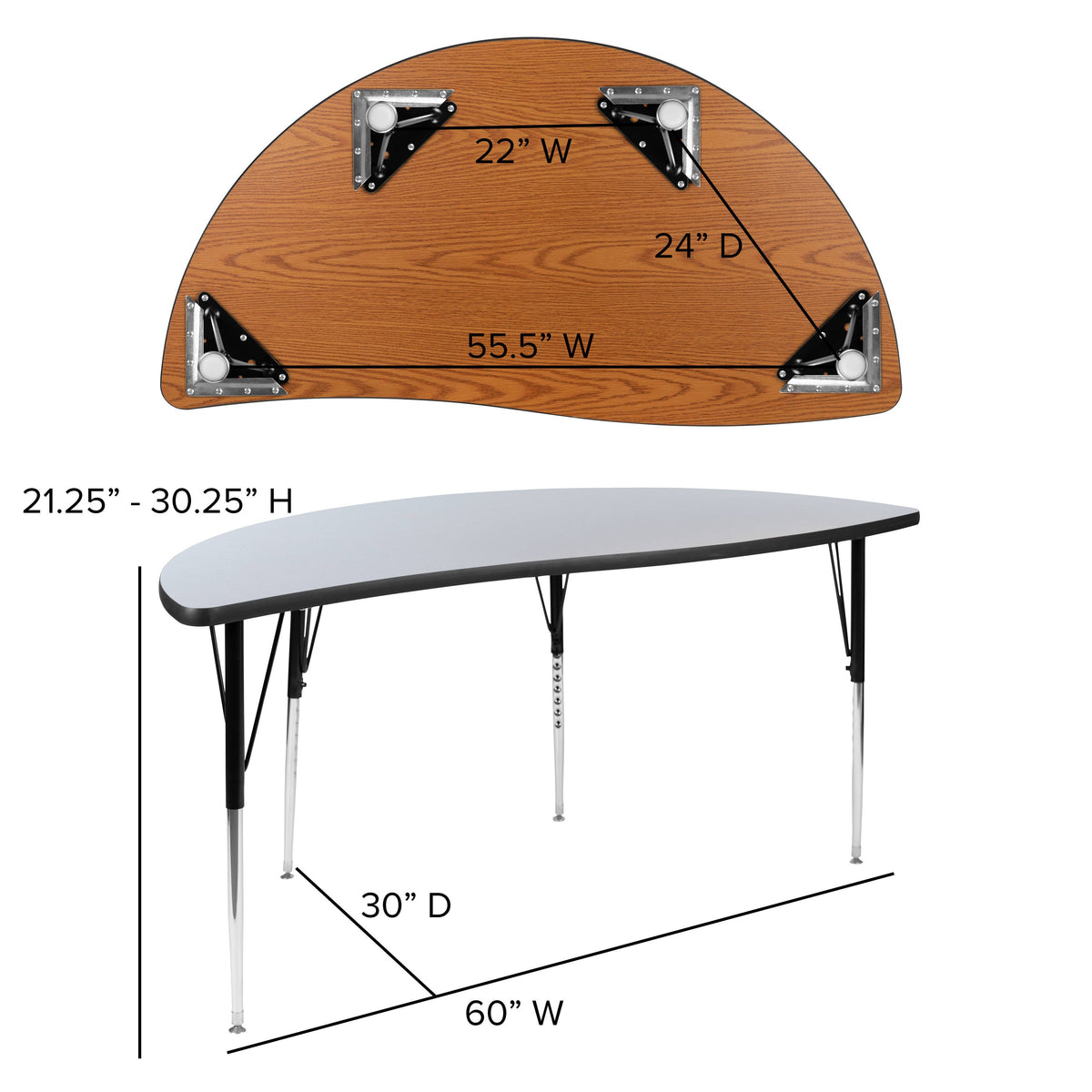 Flash Furniture XU-GRP-18CH-A60-HCIRC-GY-T-A-GG 60" Circle Wave Activity Table Set with 18" Student Stack Chairs, Grey/Black (Grey Top/Black Frame) - View 5