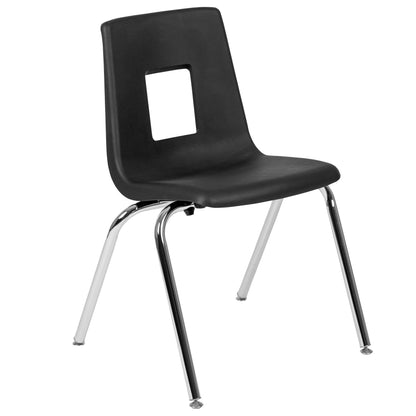 Flash Furniture XU-GRP-18CH-A60-HCIRC-OAK-T-A-CAS-GG Mobile 60" Circle Wave Activity Table Set-18" Student Stack Chairs, Oak/Black (Oak Top/Black Frame) - View 9