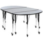 Flash Furniture XU-GRP-A3048CON-48-GY-T-A-CAS-GG 3 Piece Mobile 76" Oval Wave Flexible Grey Adjustable Activity Table Set (Grey Top/Black Frame) - Main view