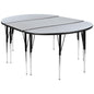 Flash Furniture XU-GRP-A3048CON-48-GY-T-A-GG 3 Piece 76" Oval Wave Flexible Grey Adjustable Activity Table Set (Grey Top/Black Frame) - Main view