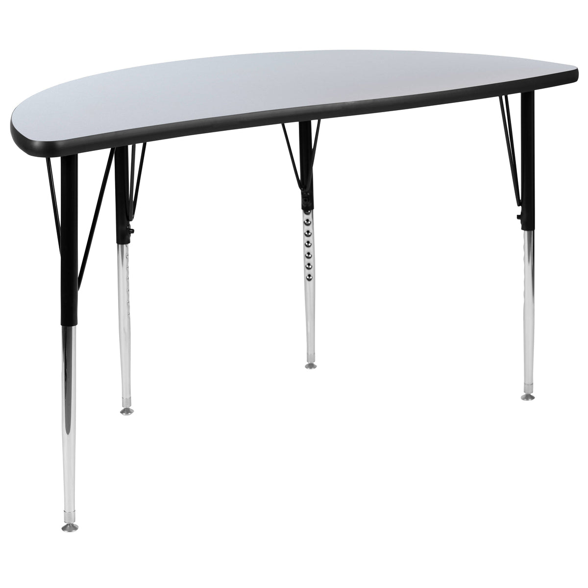 Flash Furniture XU-GRP-A3048CON-48-GY-T-A-GG 3 Piece 76" Oval Wave Flexible Grey Adjustable Activity Table Set (Grey Top/Black Frame) - View 8