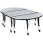 Flash Furniture XU-GRP-A3048CON-48-GY-T-P-CAS-GG 3PC Mobile 76" Oval Wave Flexible Grey Kids Adjustable Activity Table Set (Grey Top/Black Frame) - Main view