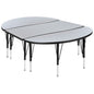 Flash Furniture XU-GRP-A3048CON-48-GY-T-P-GG 3 Piece 76" Oval Wave Flexible Grey Kids Adjustable Activity Table Set (Grey Top/Black Frame) - Main view