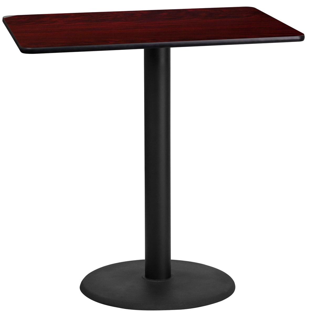 Flash Furniture XU-MAHTB-2442-TR24B-GG 24" x 42" Mahogany Laminate Table Top with 24" Round Bar Height Table Base - Main view