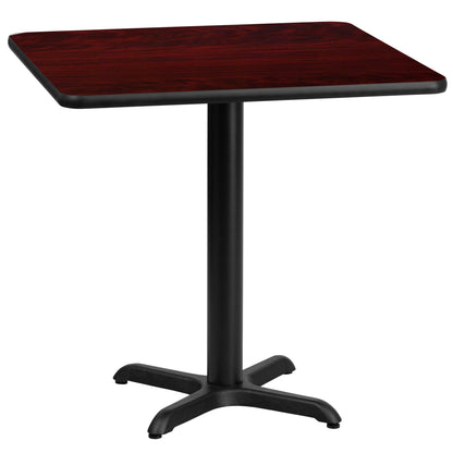 Flash Furniture XU-MAHTB-3030-T2222-GG 30" Square Mahogany Laminate Table Top with 22" x 22" Table Height Base - Main view