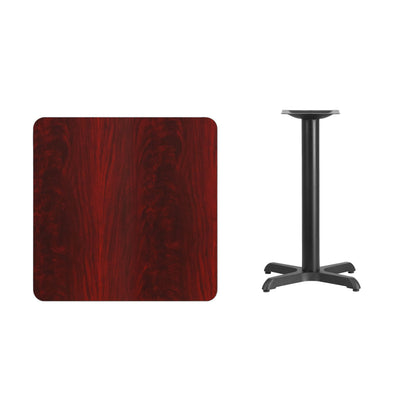 Flash Furniture XU-MAHTB-3030-T2222-GG 30" Square Mahogany Laminate Table Top with 22" x 22" Table Height Base - View 2