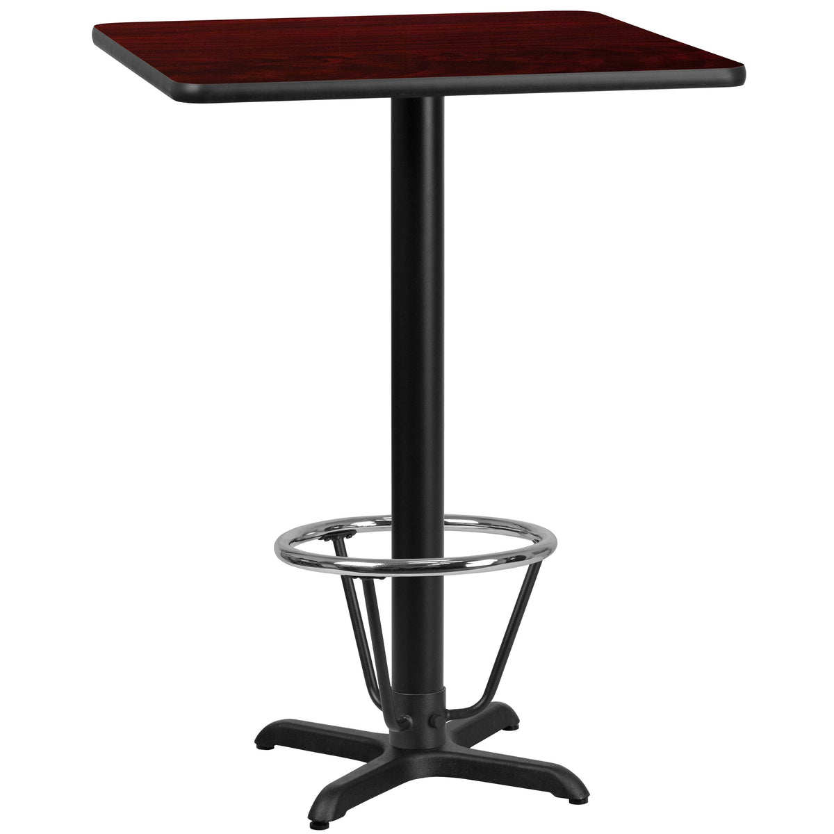Flash Furniture XU-MAHTB-3030-T2222B-3CFR-GG 30" SQ Mahogany Laminate Table Top & 22"x 22" Bar Height Base with Foot Ring - Main view