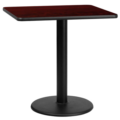 Flash Furniture XU-MAHTB-3030-TR18-GG 30" Square Mahogany Laminate Table Top with 18" Round Table Height Base - Main view