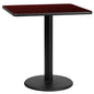 Flash Furniture XU-MAHTB-3030-TR18-GG 30" Square Mahogany Laminate Table Top with 18" Round Table Height Base - Main view