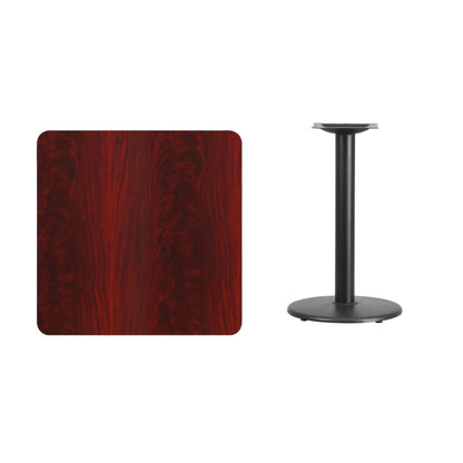 Flash Furniture XU-MAHTB-3030-TR18-GG 30" Square Mahogany Laminate Table Top with 18" Round Table Height Base - View 2
