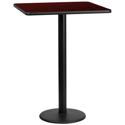 Flash Furniture XU-MAHTB-3030-TR18B-GG 30" Square Mahogany Laminate Table Top with 18" Round Bar Height Table Base - Main view