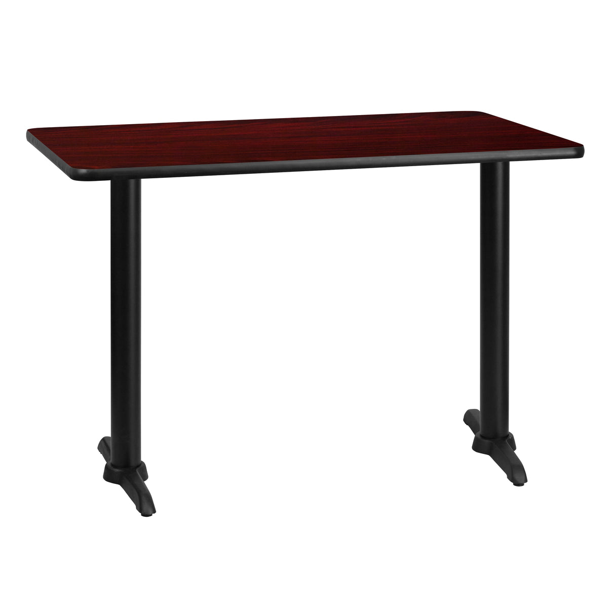 Flash Furniture XU-MAHTB-3042-T0522-GG 30" x 42" Mahogany Laminate Table Top with 5" x 22" Table Height Bases - Main view