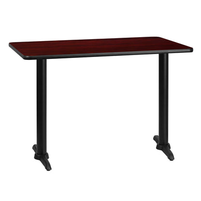 Flash Furniture XU-MAHTB-3042-T0522-GG 30" x 42" Mahogany Laminate Table Top with 5" x 22" Table Height Bases - Main view