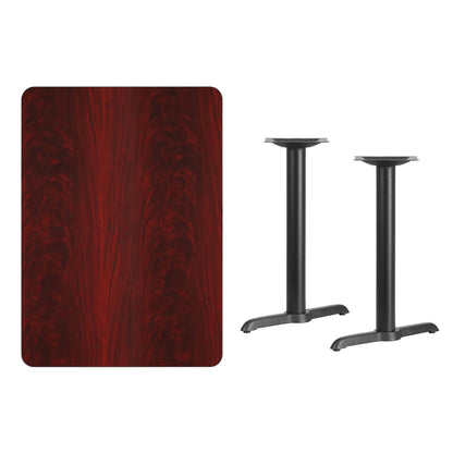 Flash Furniture XU-MAHTB-3042-T0522-GG 30" x 42" Mahogany Laminate Table Top with 5" x 22" Table Height Bases - View 2