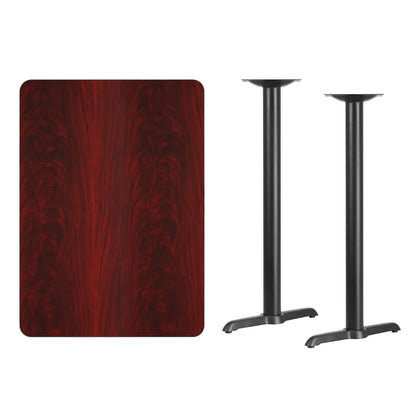 Flash Furniture XU-MAHTB-3042-T0522B-GG 30" x 42" Mahogany Laminate Table Top with 5" x 22" Bar Height Table Bases - View 2