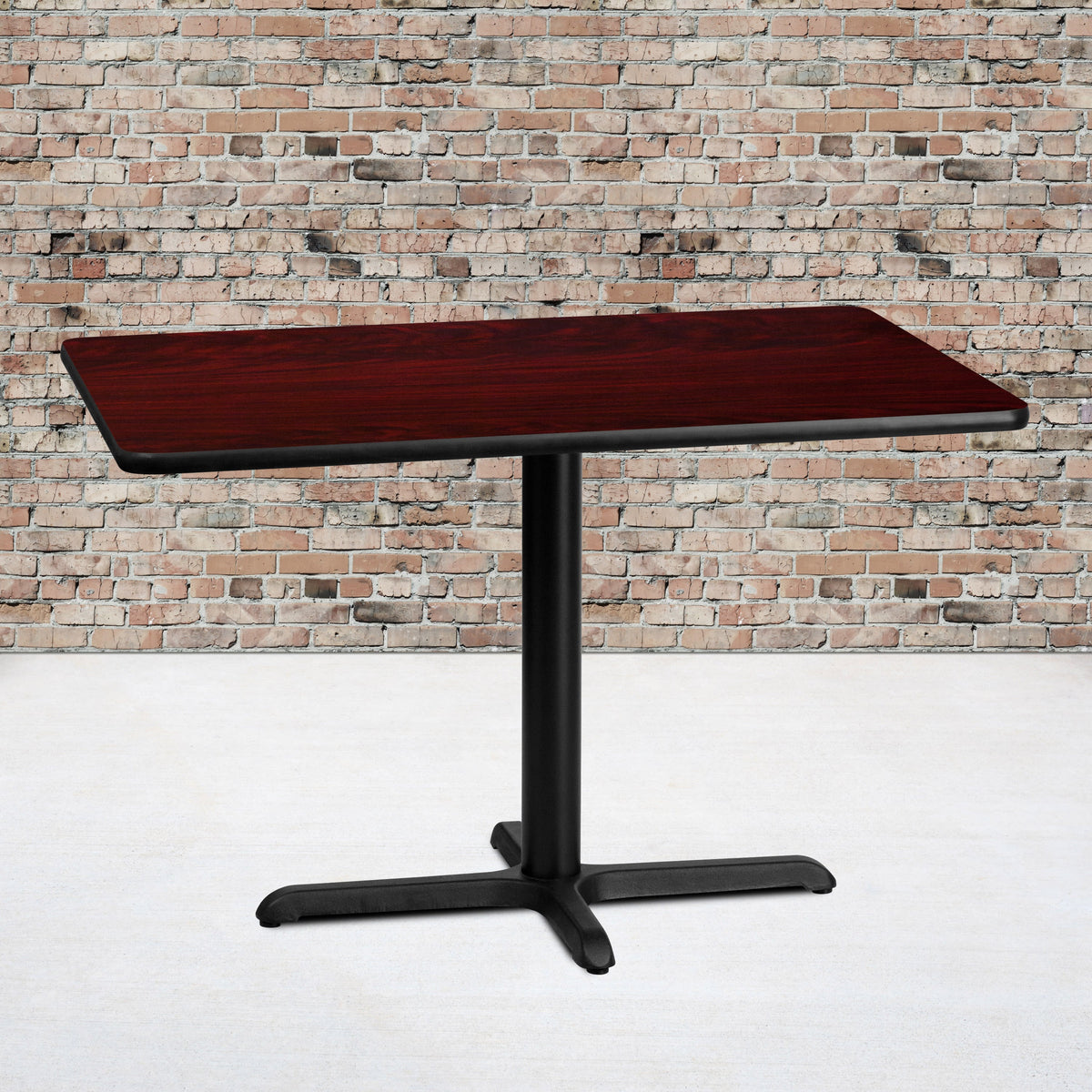 Flash Furniture XU-MAHTB-3042-T2230-GG 30" x 42" Laminate Table Top with 23.5" x 29.5" Table Height Base (Mahogany) - View 2