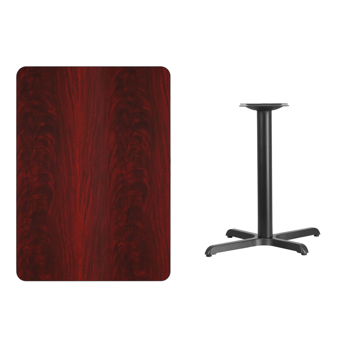 Flash Furniture XU-MAHTB-3042-T2230-GG 30" x 42" Laminate Table Top with 23.5" x 29.5" Table Height Base (Mahogany) - View 3