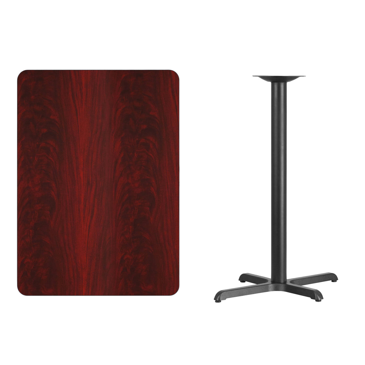 Flash Furniture XU-MAHTB-3042-T2230B-GG 30" x 42" Laminate Table Top with 23.5" x 29.5" Bar Height Table Base (Mahogany) - View 2