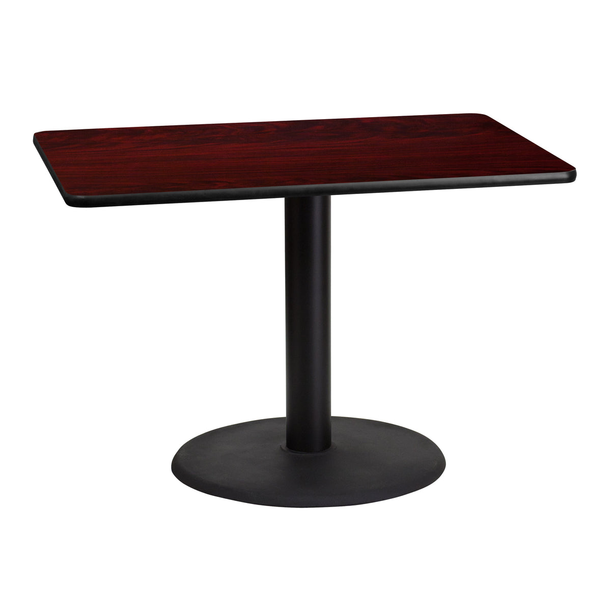 Flash Furniture XU-MAHTB-3042-TR24-GG 30" x 42" Mahogany Laminate Table Top with 24" Round Table Height Base - Main view