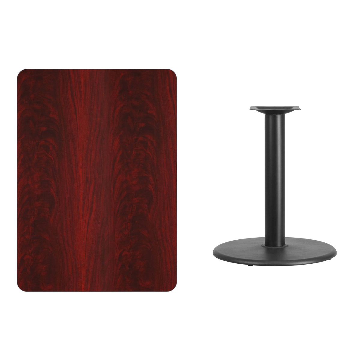 Flash Furniture XU-MAHTB-3042-TR24-GG 30" x 42" Mahogany Laminate Table Top with 24" Round Table Height Base - View 2
