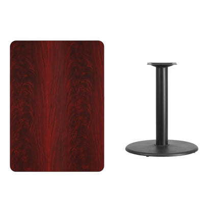 Flash Furniture XU-MAHTB-3042-TR24-GG 30" x 42" Mahogany Laminate Table Top with 24" Round Table Height Base - View 2