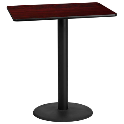 Flash Furniture XU-MAHTB-3042-TR24B-GG 30" x 42" Mahogany Laminate Table Top with 24" Round Bar Height Table Base - Main view