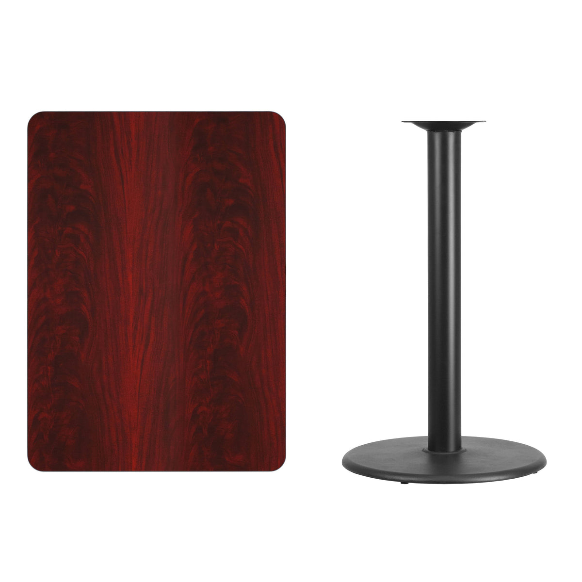 Flash Furniture XU-MAHTB-3042-TR24B-GG 30" x 42" Mahogany Laminate Table Top with 24" Round Bar Height Table Base - View 2