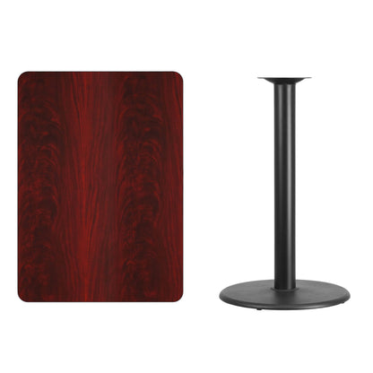 Flash Furniture XU-MAHTB-3042-TR24B-GG 30" x 42" Mahogany Laminate Table Top with 24" Round Bar Height Table Base - View 2