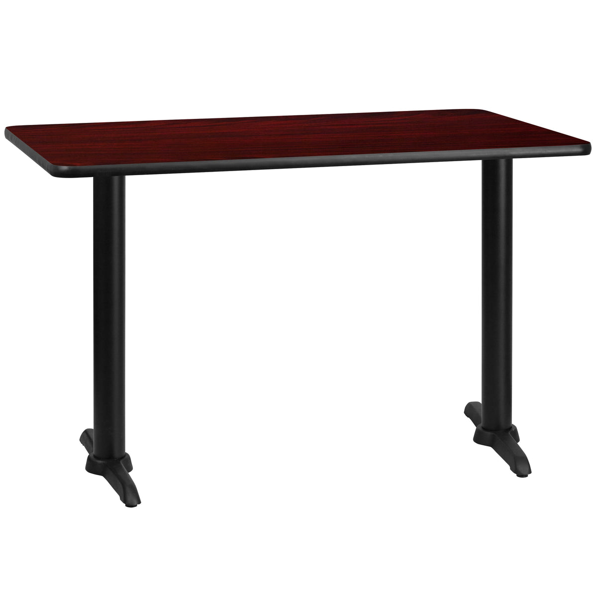 Flash Furniture XU-MAHTB-3048-T0522-GG 30" x 48" Mahogany Laminate Table Top with 5" x 22" Table Height Bases - Main view