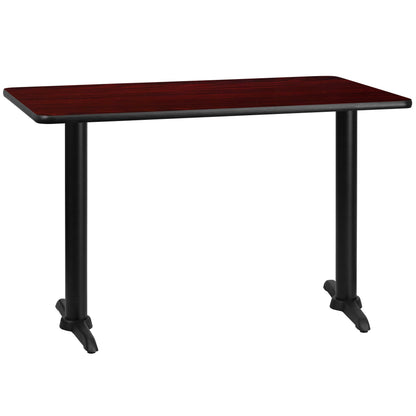 Flash Furniture XU-MAHTB-3048-T0522-GG 30" x 48" Mahogany Laminate Table Top with 5" x 22" Table Height Bases - Main view